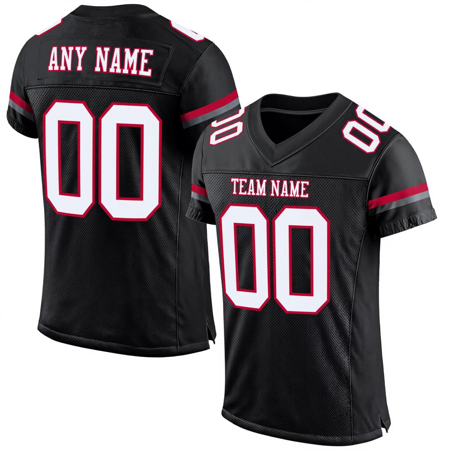 Custom Black & White/Red Football Jersey