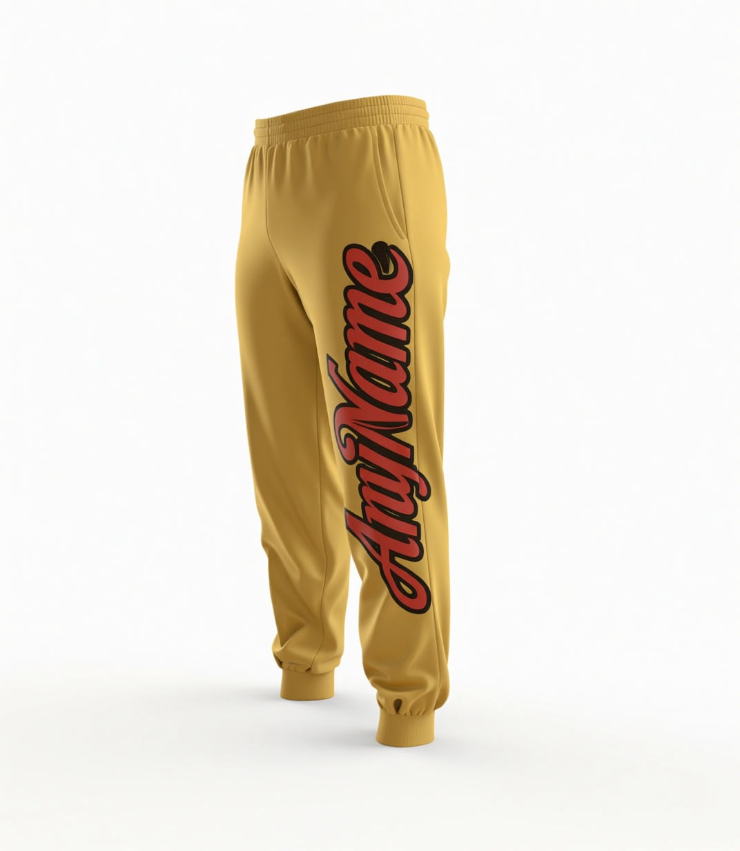 Custom Beige & Red/Black Fleece Jogger Sweatpants