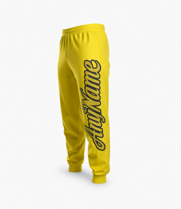 Custom Yellow & Brown/Black Fleece Jogger Sweatpants