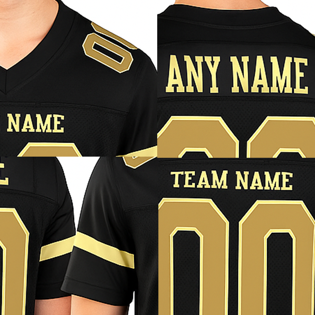 Custom Black & Gold/White Football Jersey