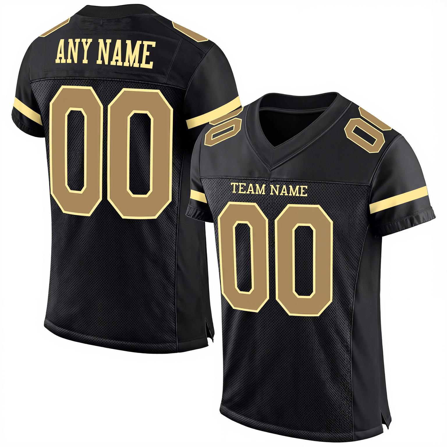 Custom Black & Gold/White Football Jersey