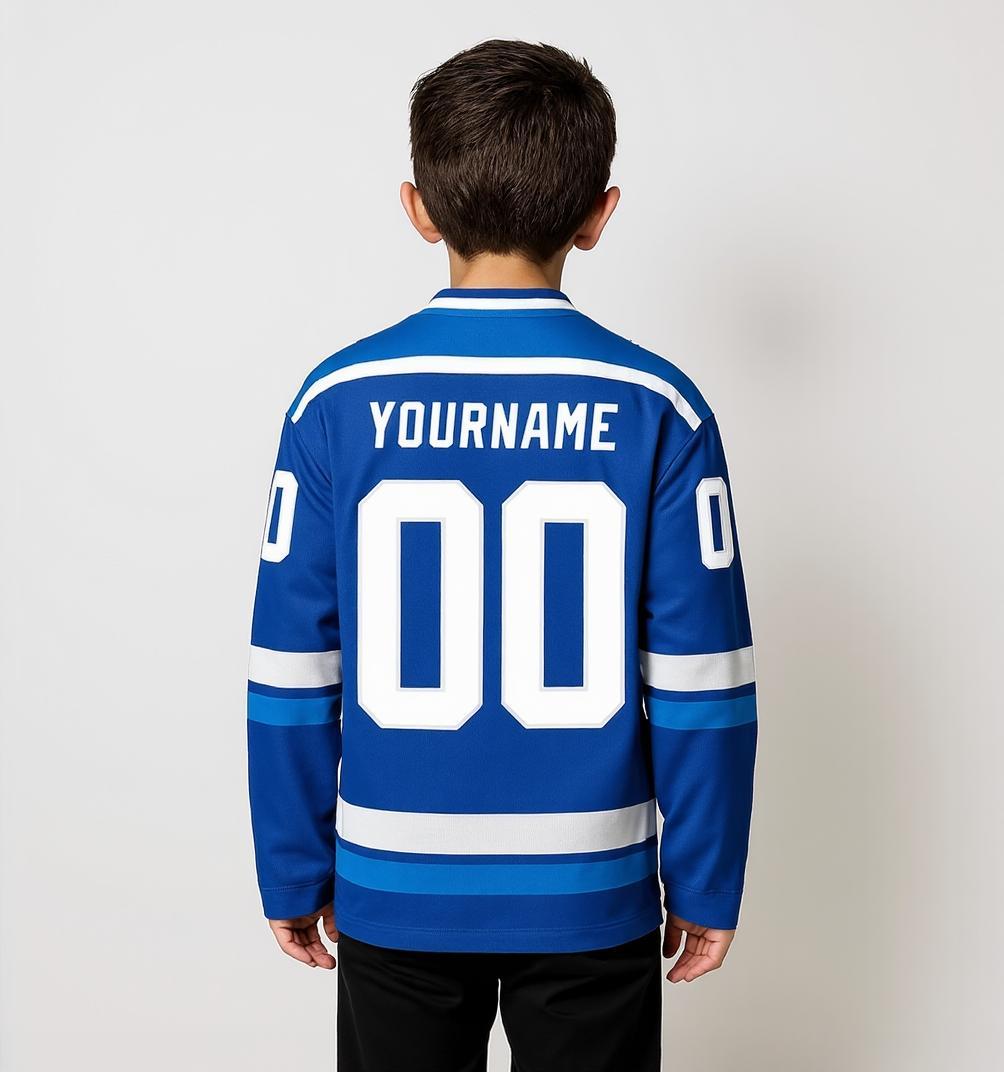 Custom Royal Blue & Sky Blue/White Hockey Jersey