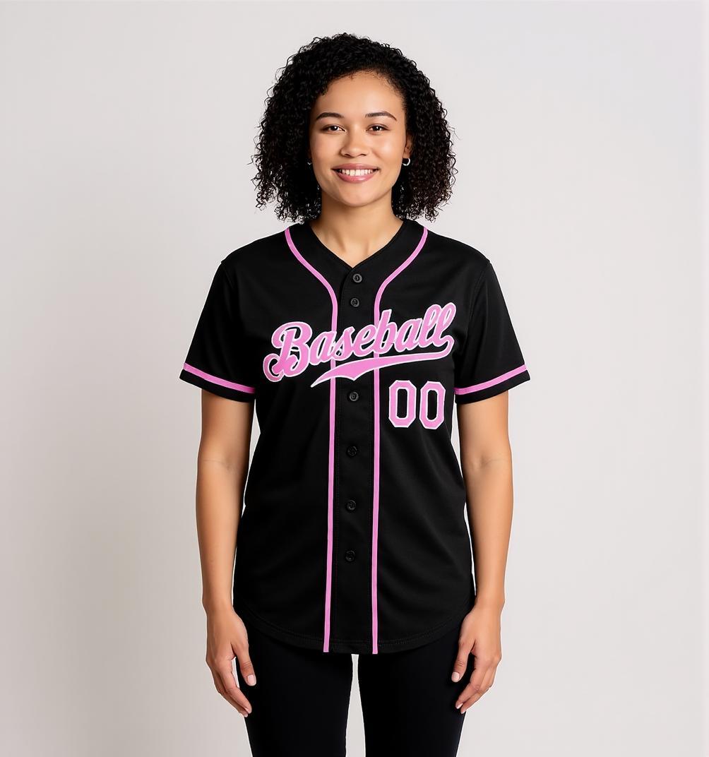 Custom Black & Pink/White Baseball Jersey