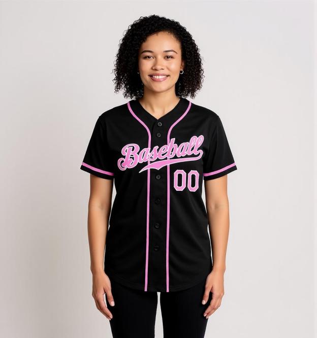 Custom Black & Pink/White Baseball Jersey