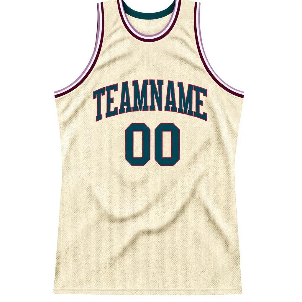 Custom Cream & Teal/Purple Basketball Throwback Jersey