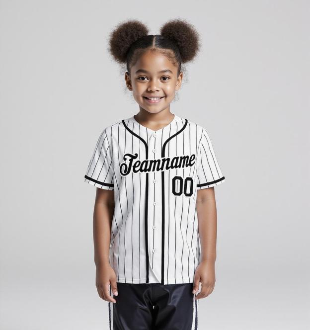 Custom White-Black Pinstripes Baseball Jersey
