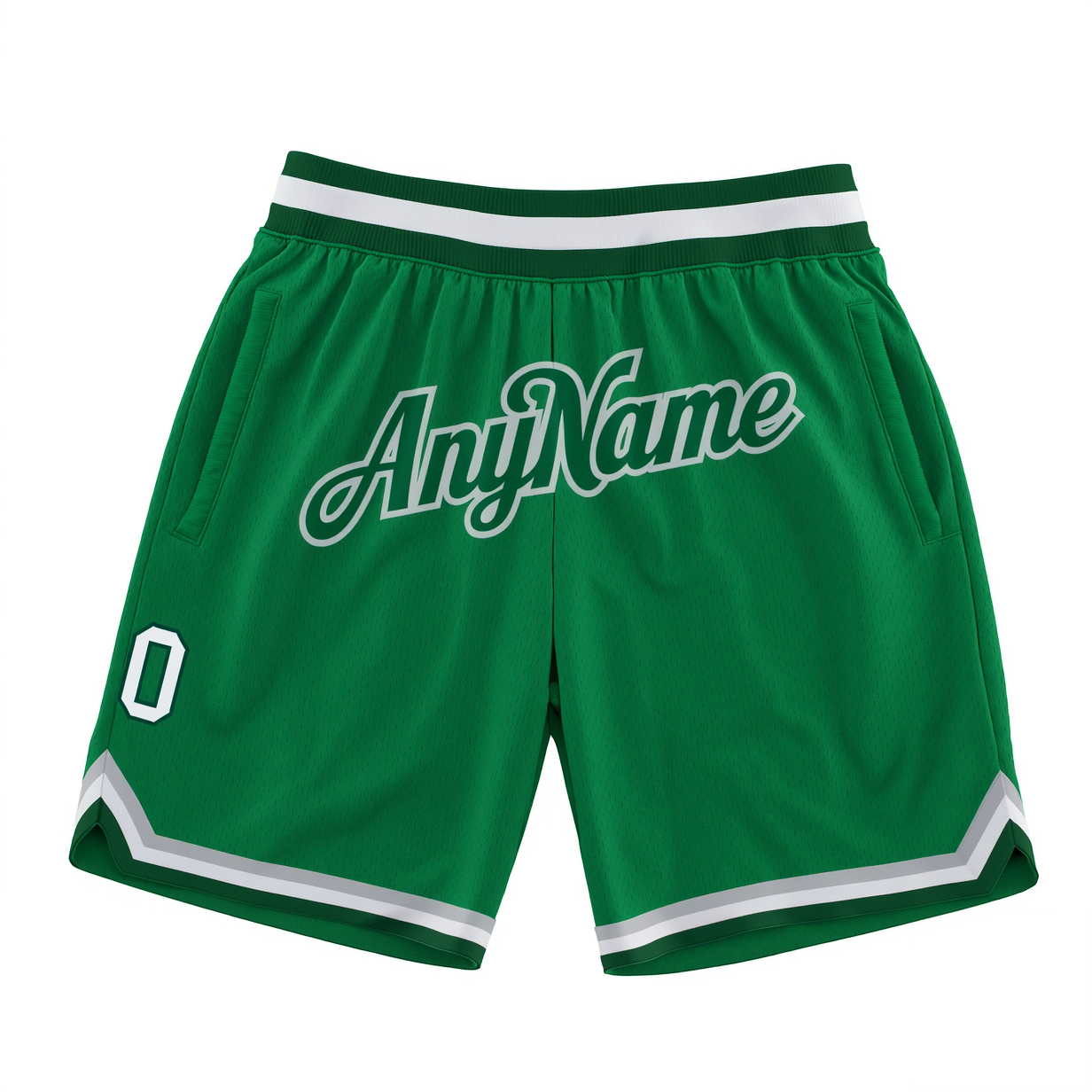 Custom Green & White/Grey Throwback Shorts