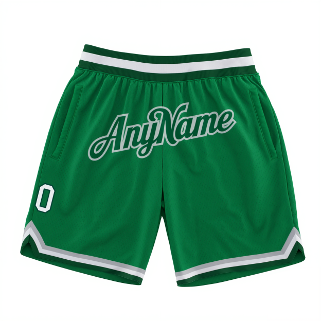Custom Green & White/Grey Throwback Shorts