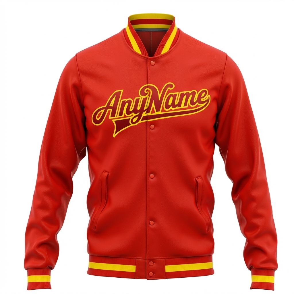 Custom Red & Burgundy/Yellow Full-Snap Fleece Jacket