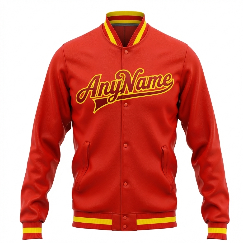 Custom Red & Burgundy/Yellow Full-Snap Fleece Jacket