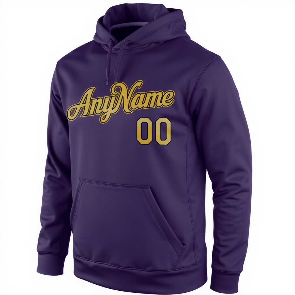 Custom Purple & Yellow/Black Pullover Sports Sweatshirt Hoodie