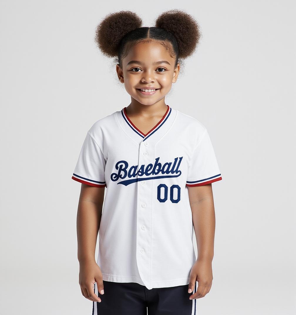 Custom White & Navy-Red Baseball Jersey