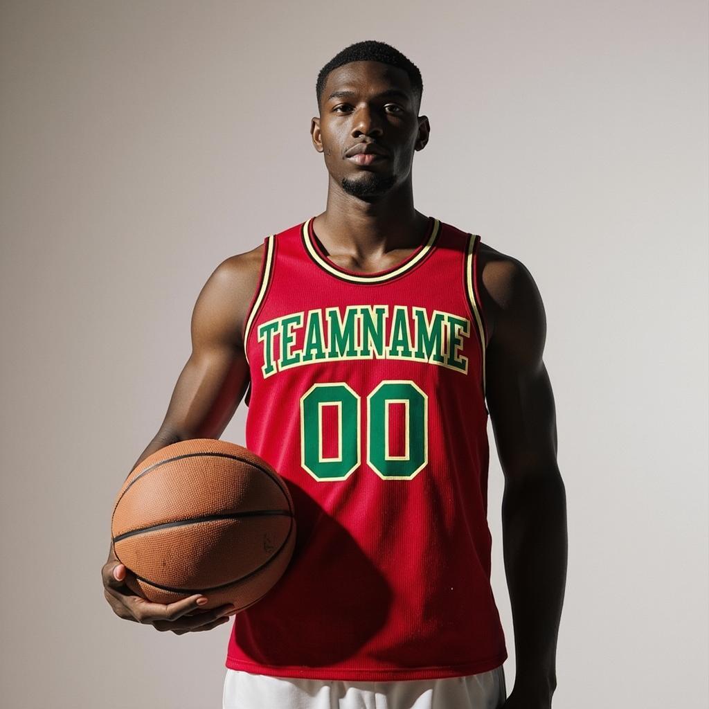 Custom Red & Green/White Basketball Throwback Jersey