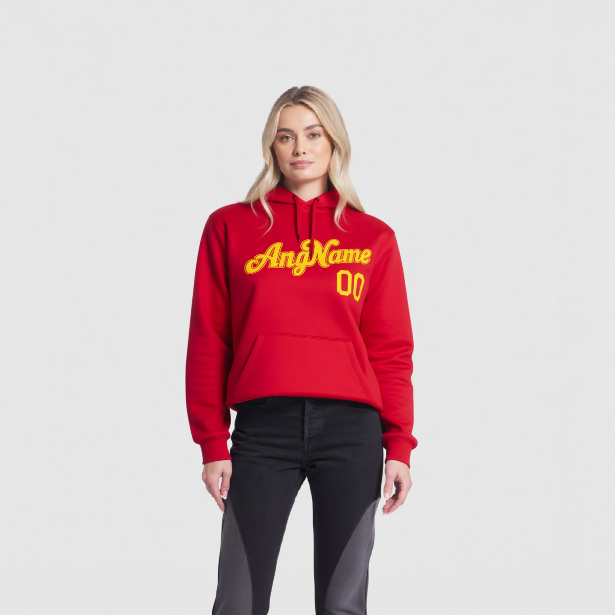 Custom Red & Yellow Pullover Sports Sweatshirt Hoodie