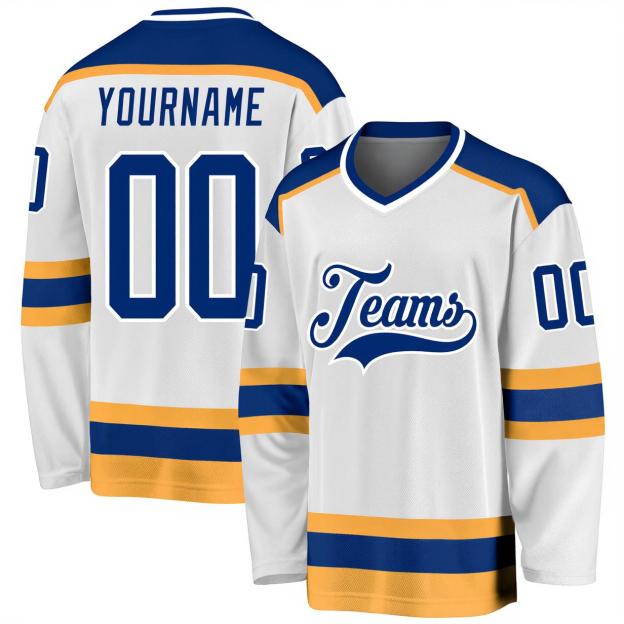 Custom White & Royal Hockey Jersey