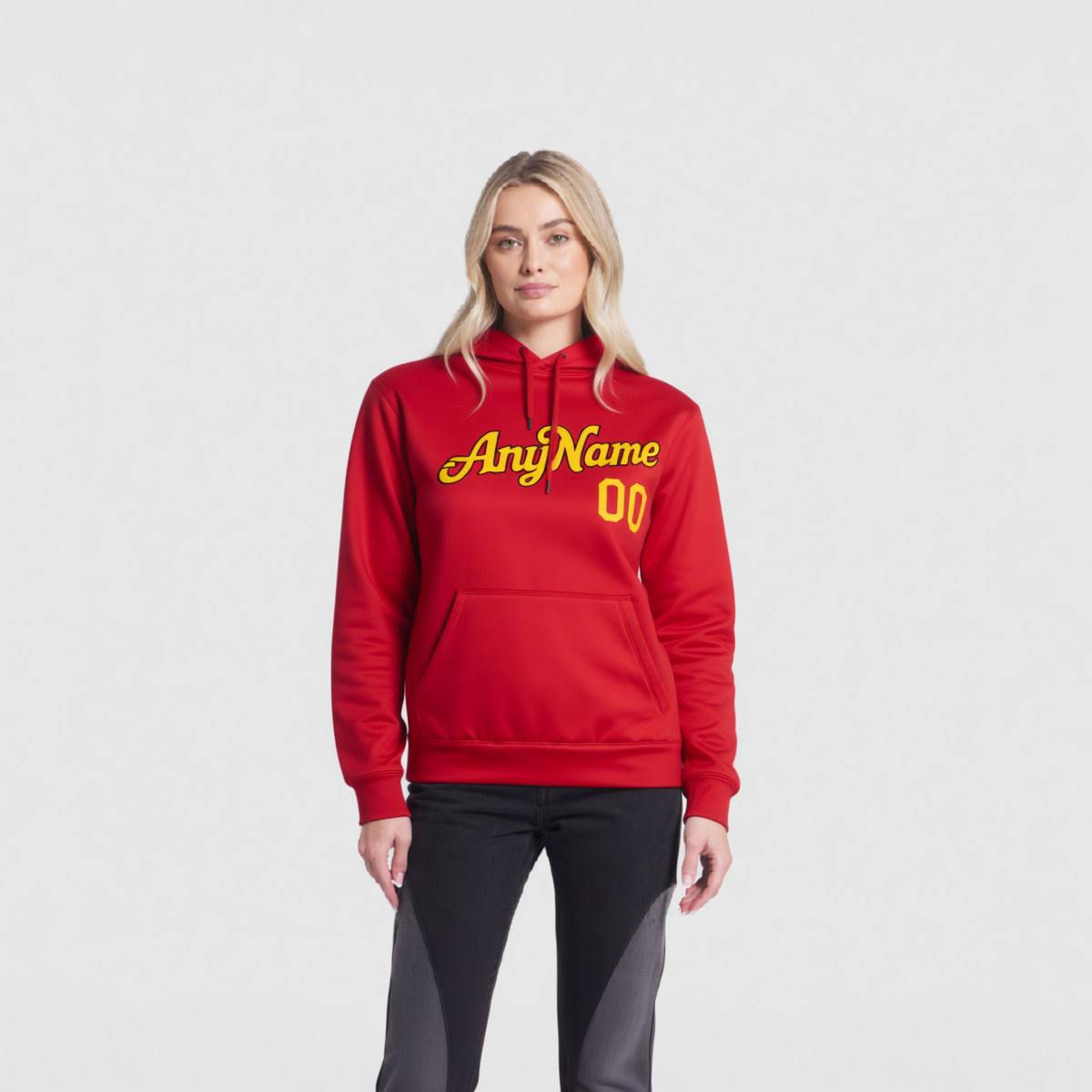 Custom Red & Yellow/Black Pullover Sports Sweatshirt Hoodie