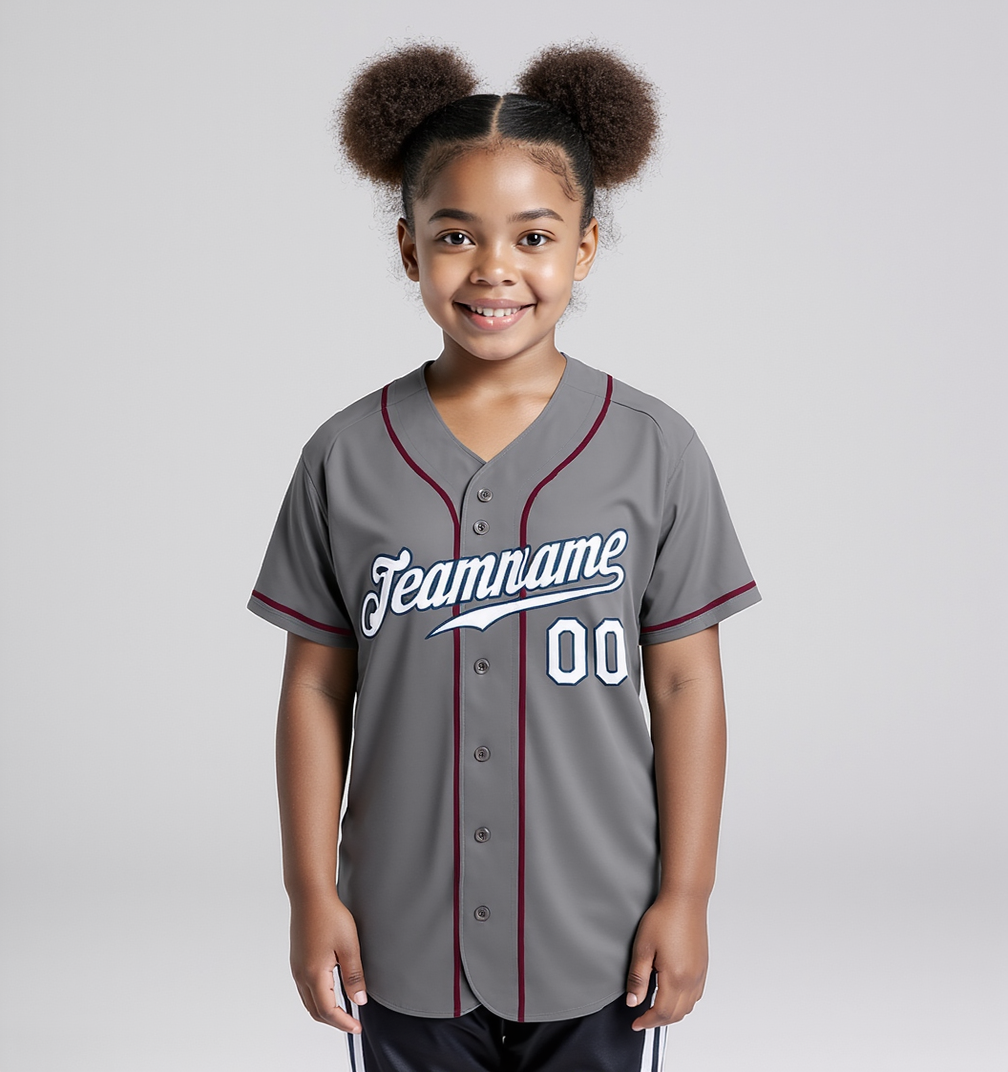 Custom Grey & White/Navy Baseball Jersey