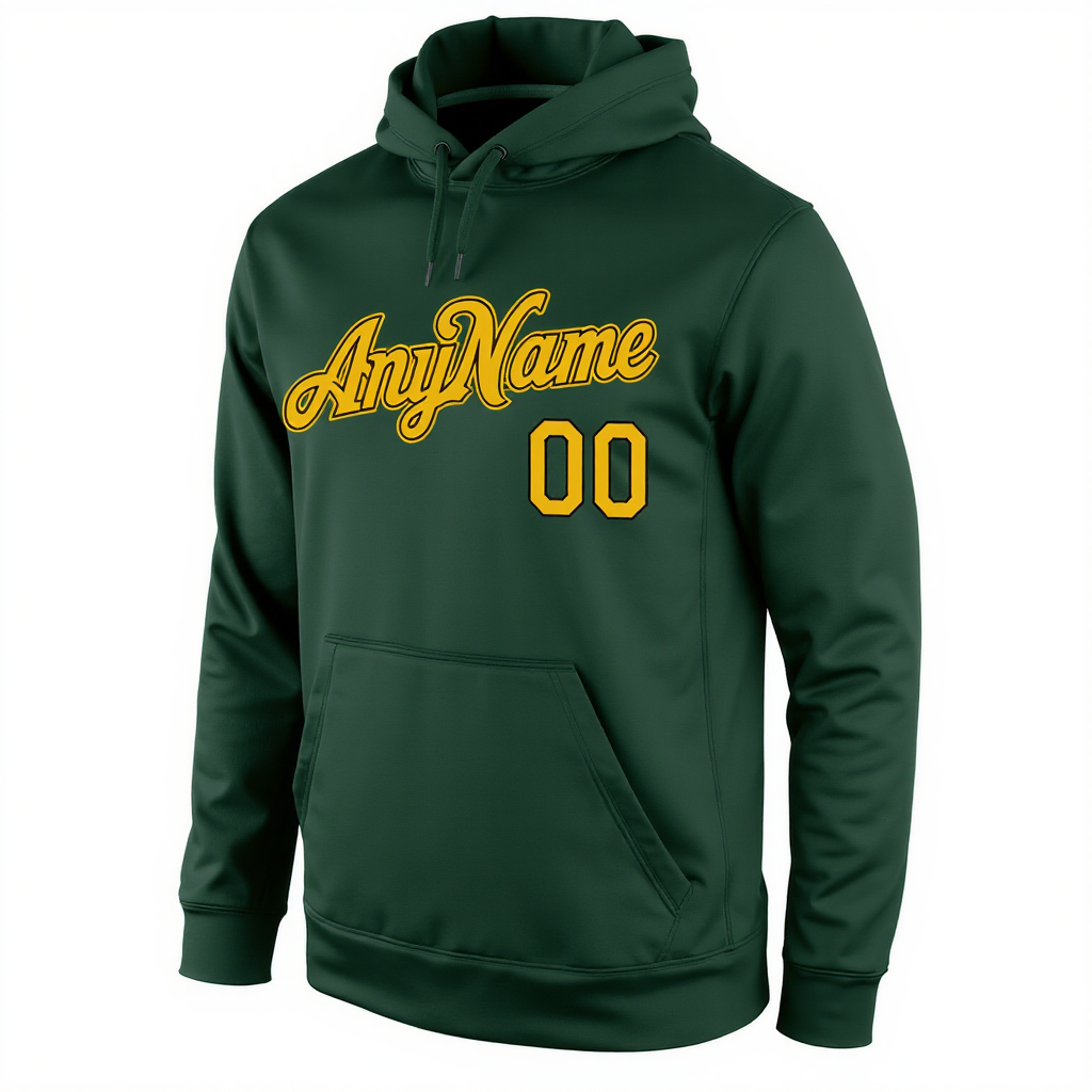 Custom Midnight Green & Yellow/Black Pullover Sports Sweatshirt Hoodie