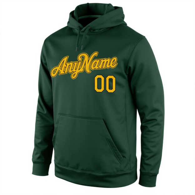 Custom Midnight Green & Yellow/Black Pullover Sports Sweatshirt Hoodie