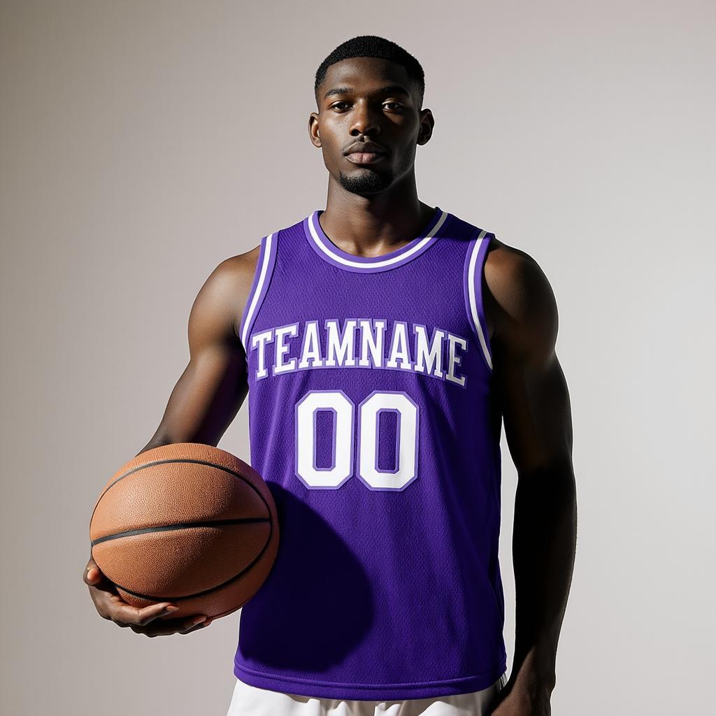 Custom Purple & White Basketball Throwback Jersey