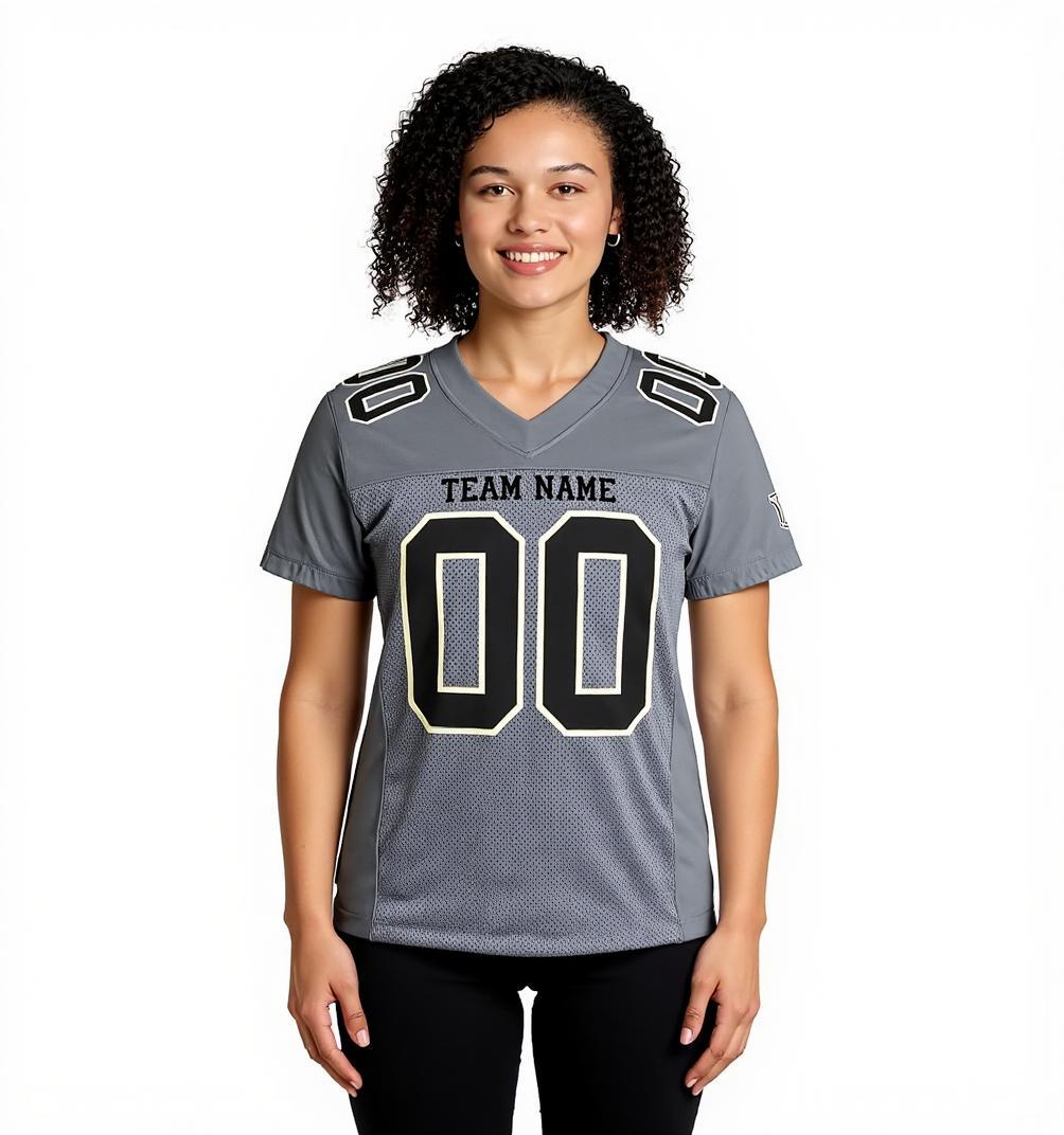 Custom Grey & Black/White Football Jersey