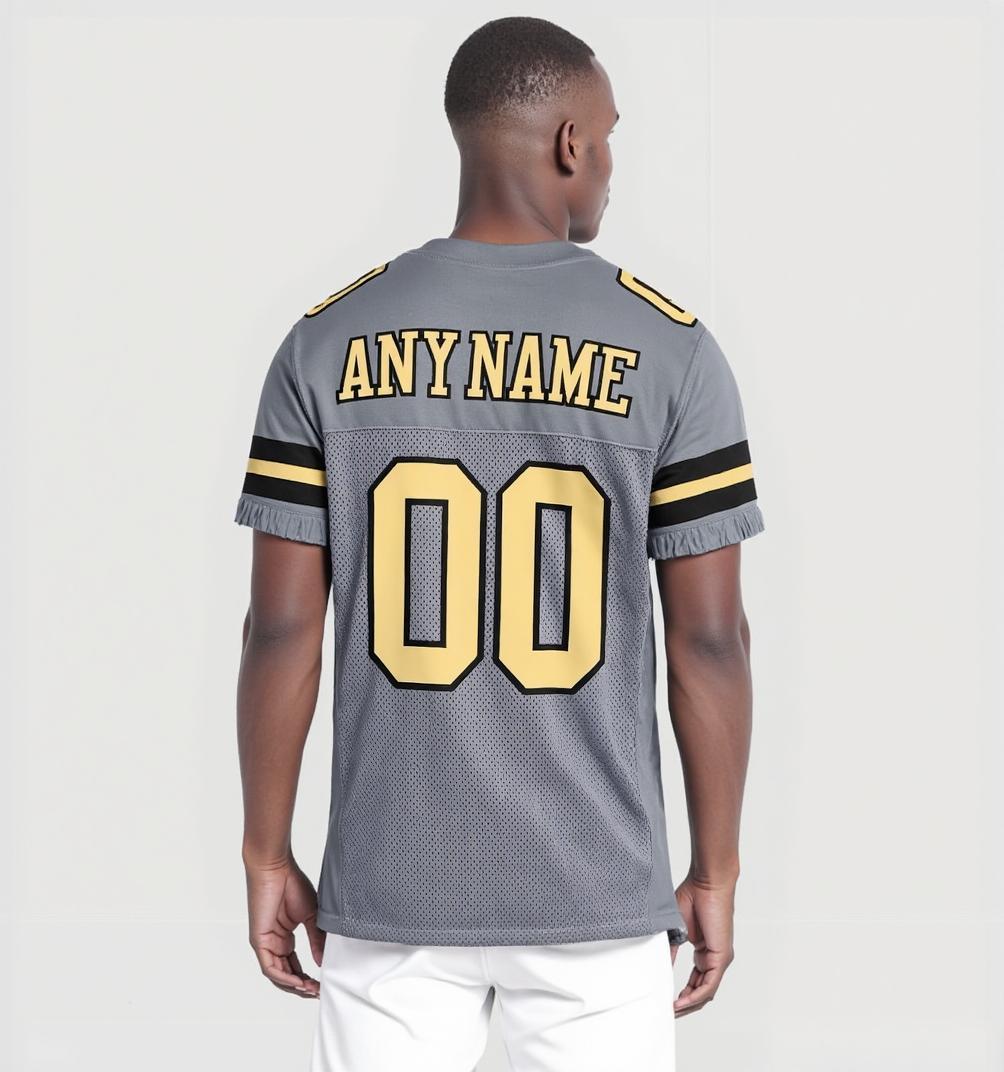 Custom Grey & Gold/Black Football Jersey