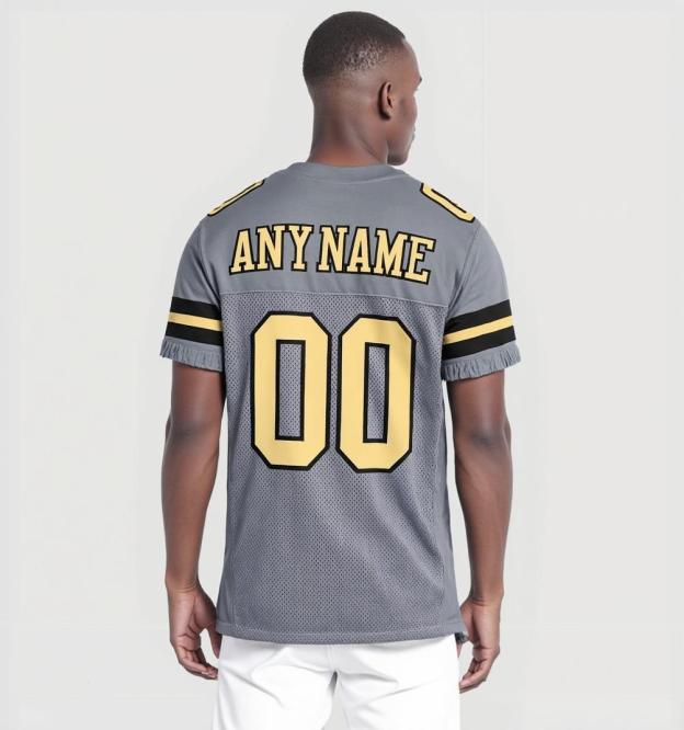 Custom Grey & Gold/Black Football Jersey