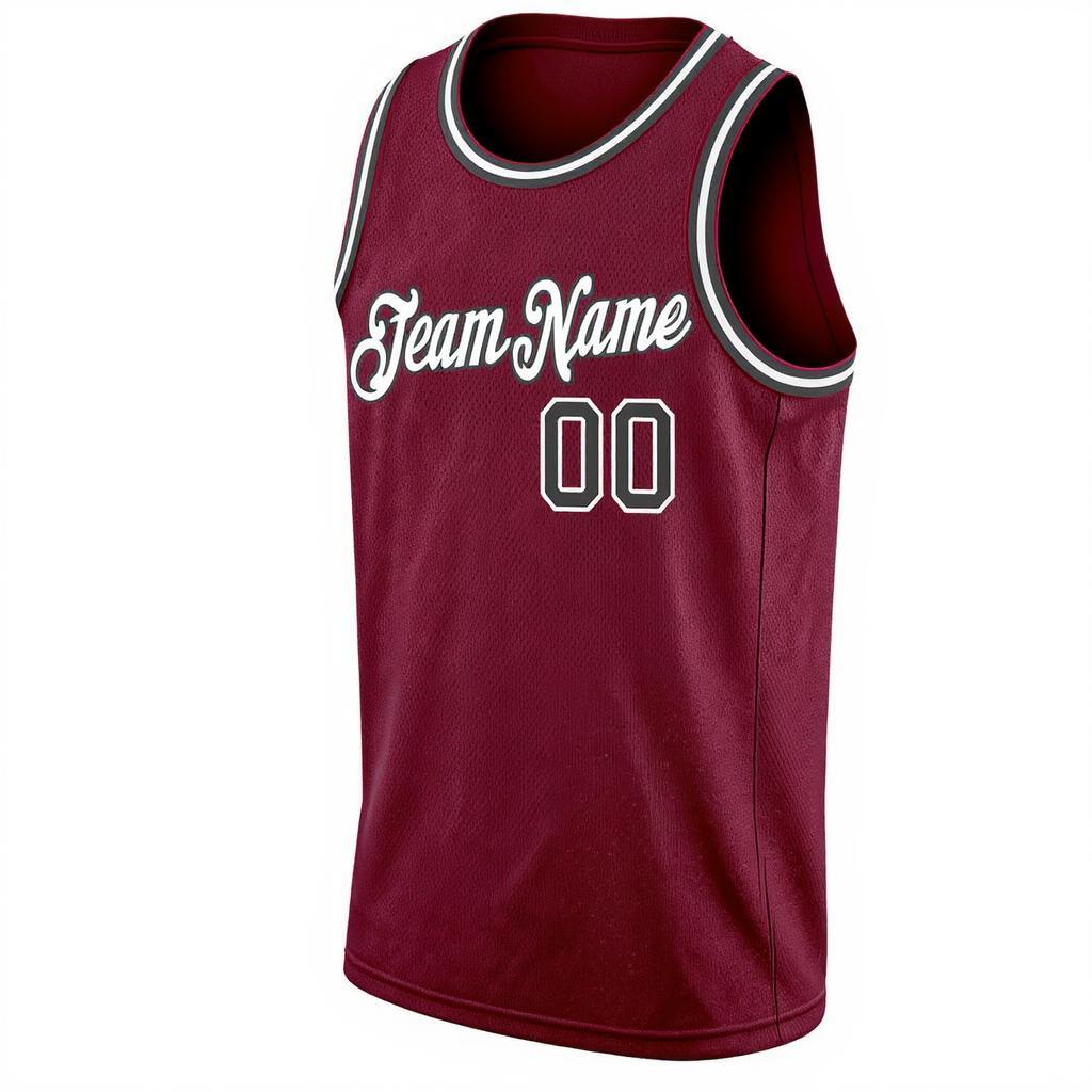 Custom Burgundy & White/Navy Basketball City Edition Jersey