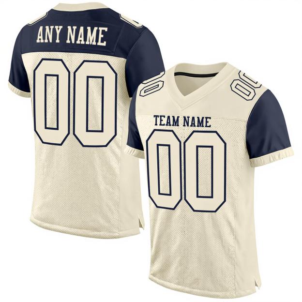 Custom Cream & Navy Football Jersey