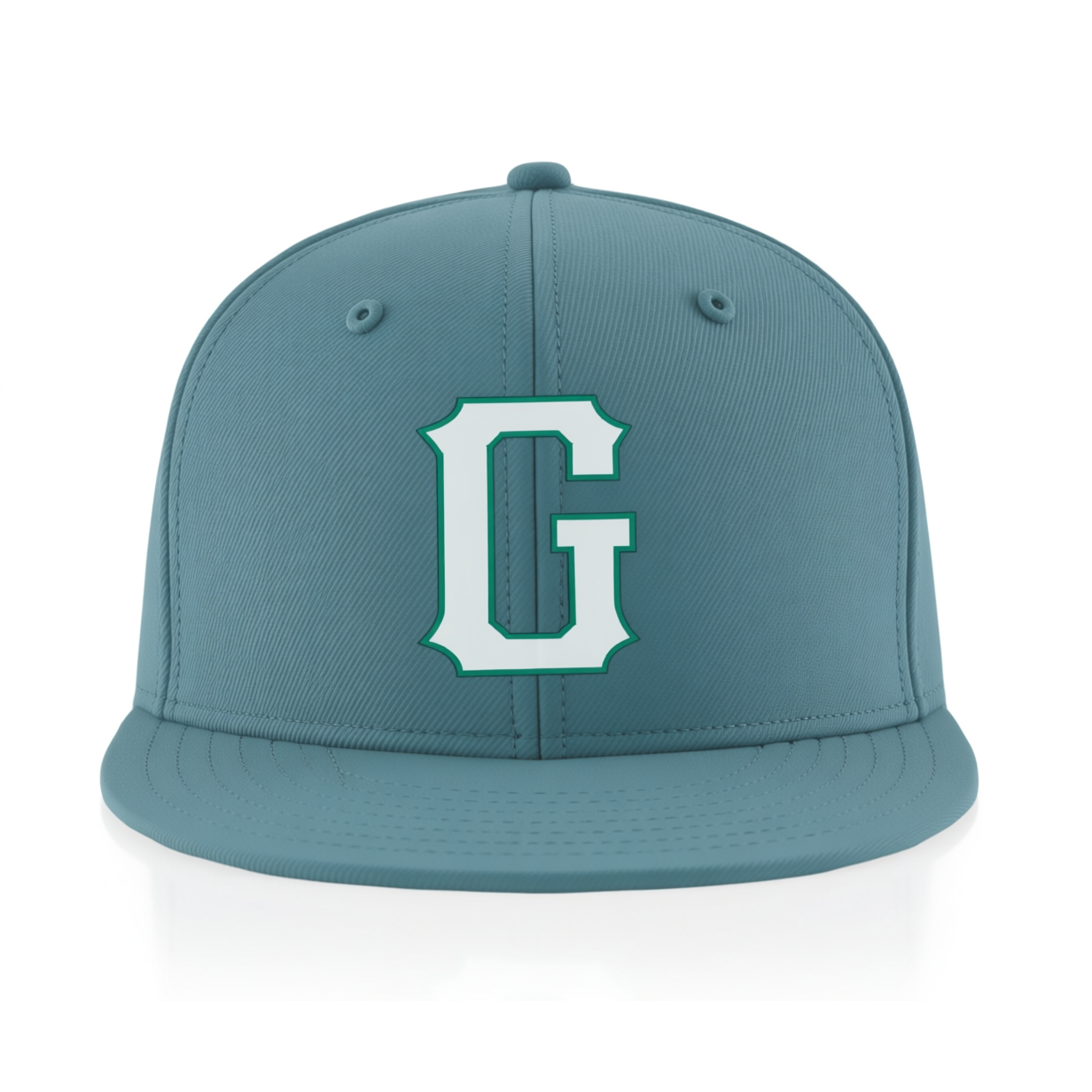 Custom Denim Blue & White/Green Stitched Adjustable Snapback Hat