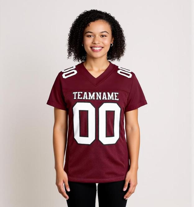 Custom Burgundy & White/Black Football Jersey