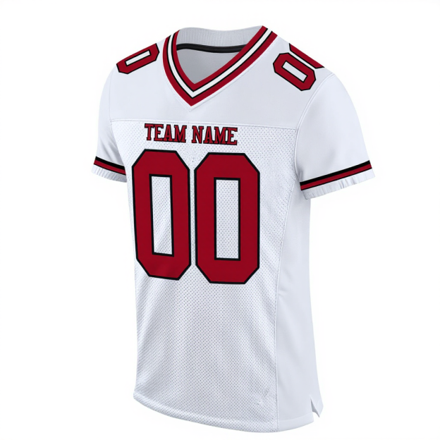 Custom White & Red/Black Football Jersey