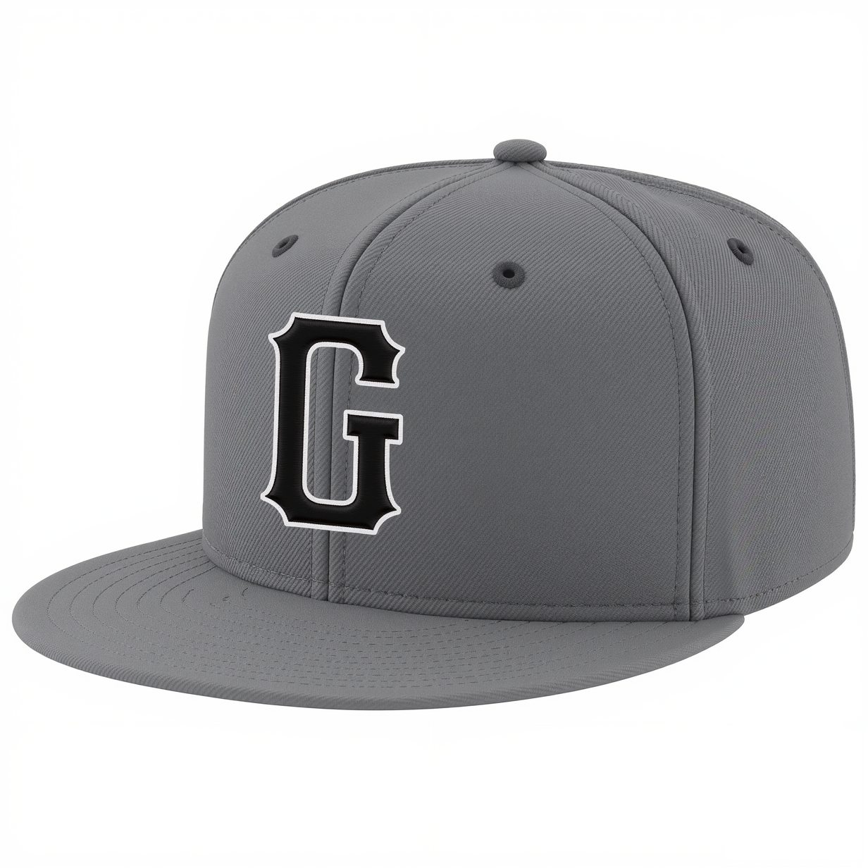 Custom Grey & Black/White Stitched Adjustable Snapback Hat