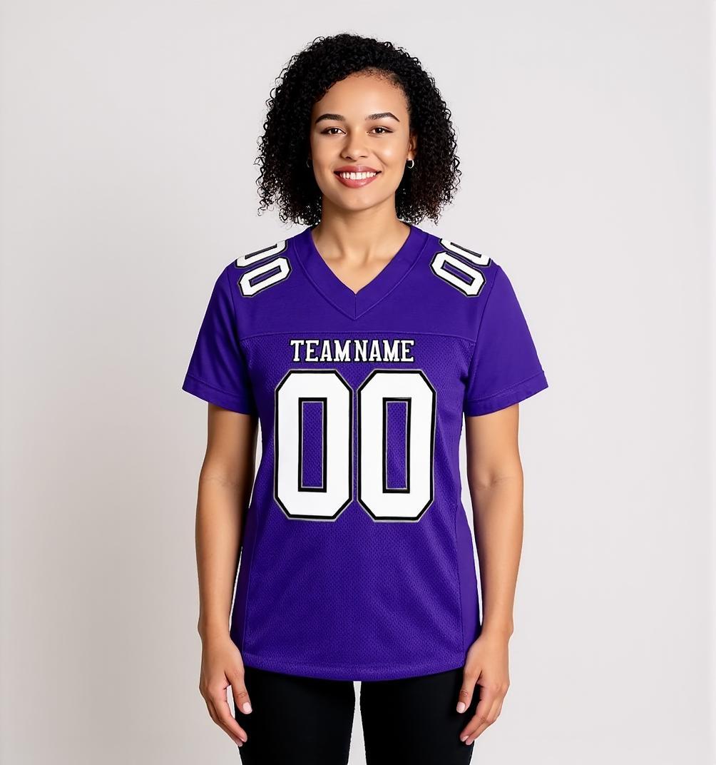 Custom Purple & White/Black Football Jersey