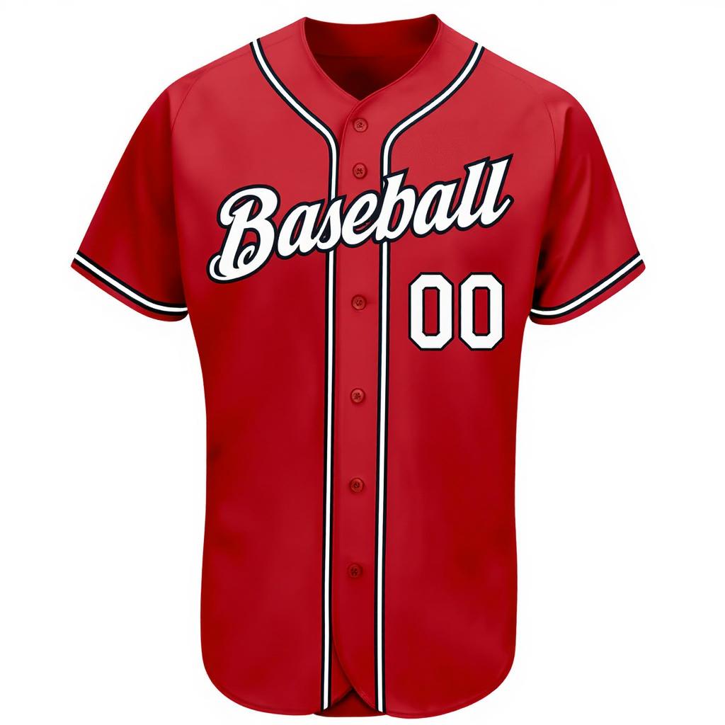 Custom Red & White/Black Baseball Jersey