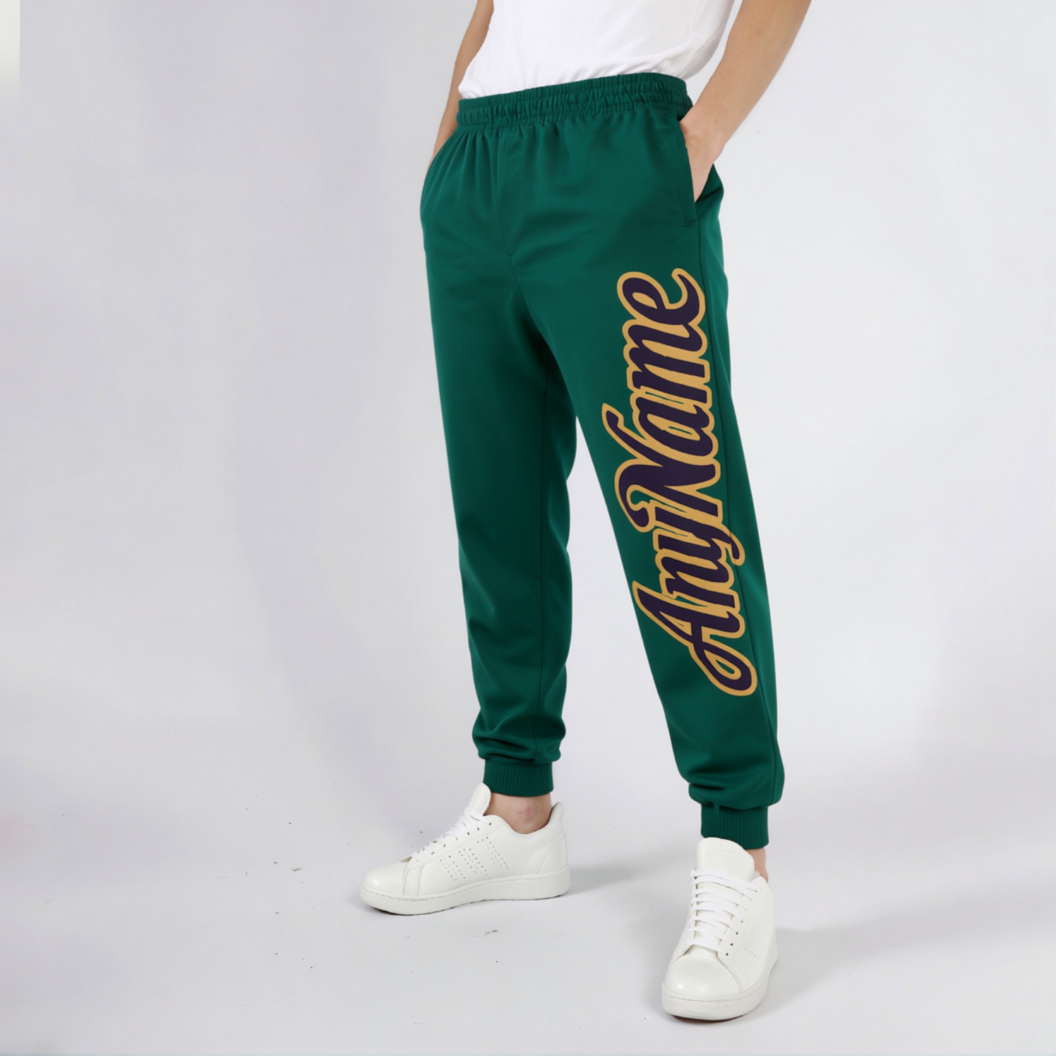 Custom Midnight Green & Black/Gold Fleece Jogger Sweatpants
