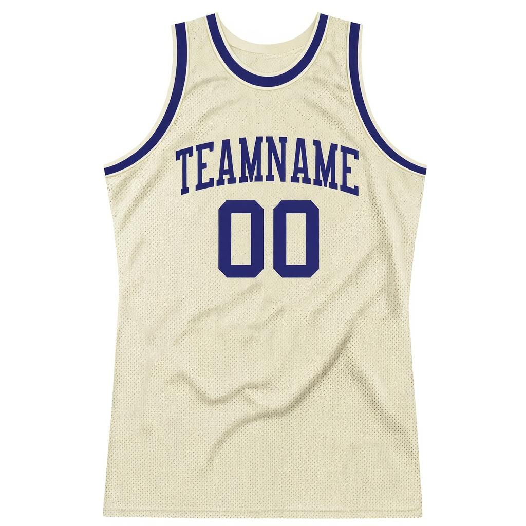 Custom Cream & Royal Blue Basketball Throwback Jersey