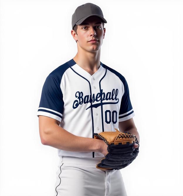 Custom White & Navy Raglan Sleeves Baseball Jersey