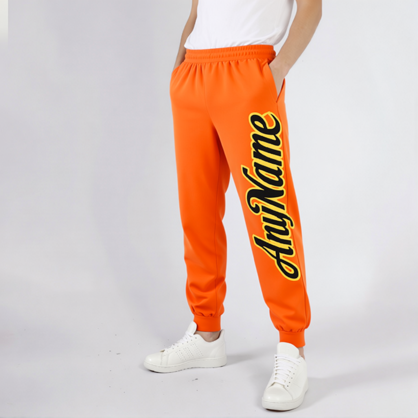 Custom Orange & Black/Yellow Fleece Jogger Sweatpants