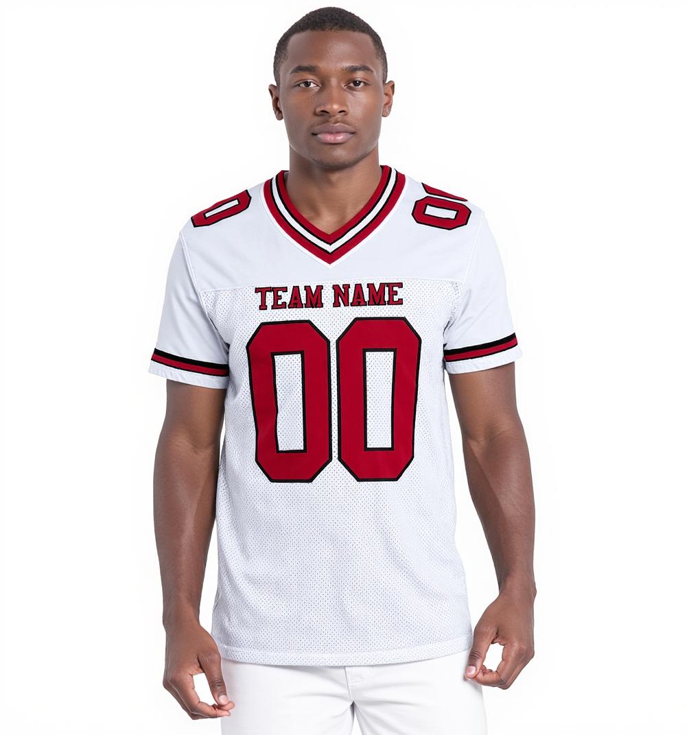 Custom White & Red/Black Football Jersey