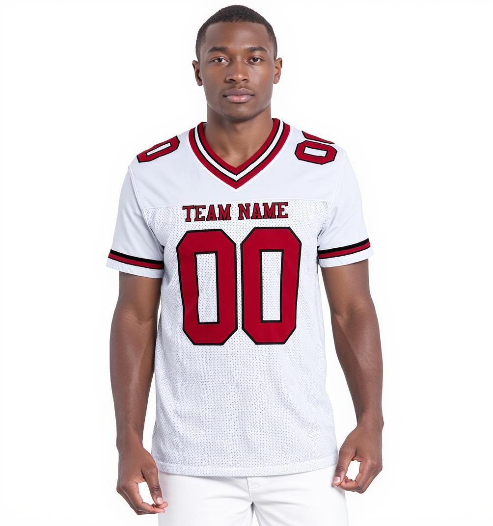 Custom White & Red/Black Football Jersey