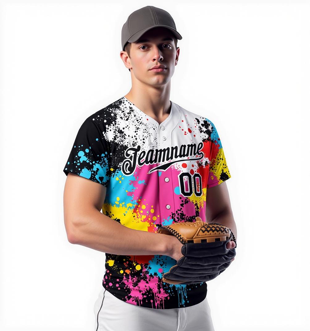 Custom Splashes White&Black Baseball Jersey