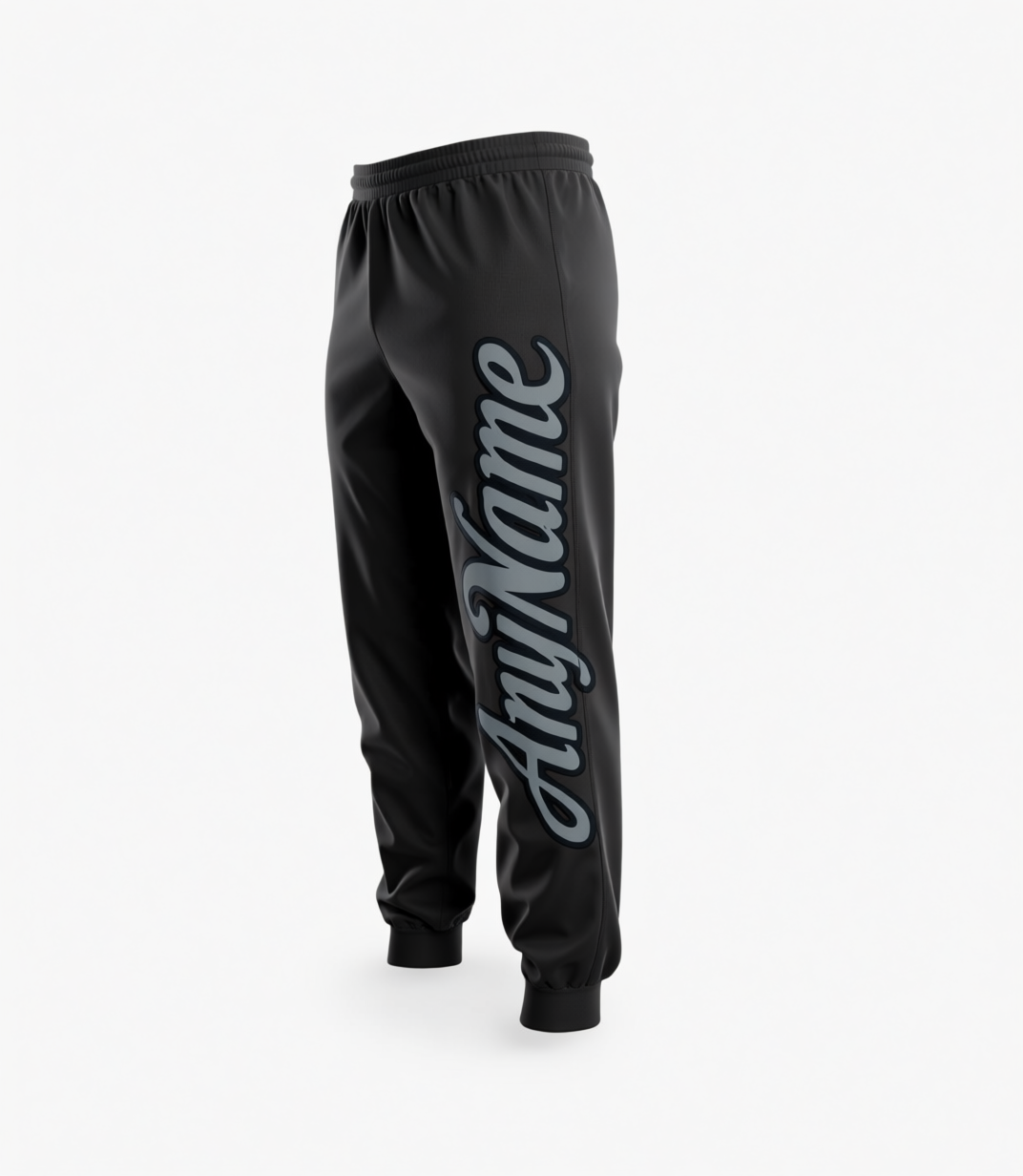Custom Black & Grey Fleece Jogger Sweatpants