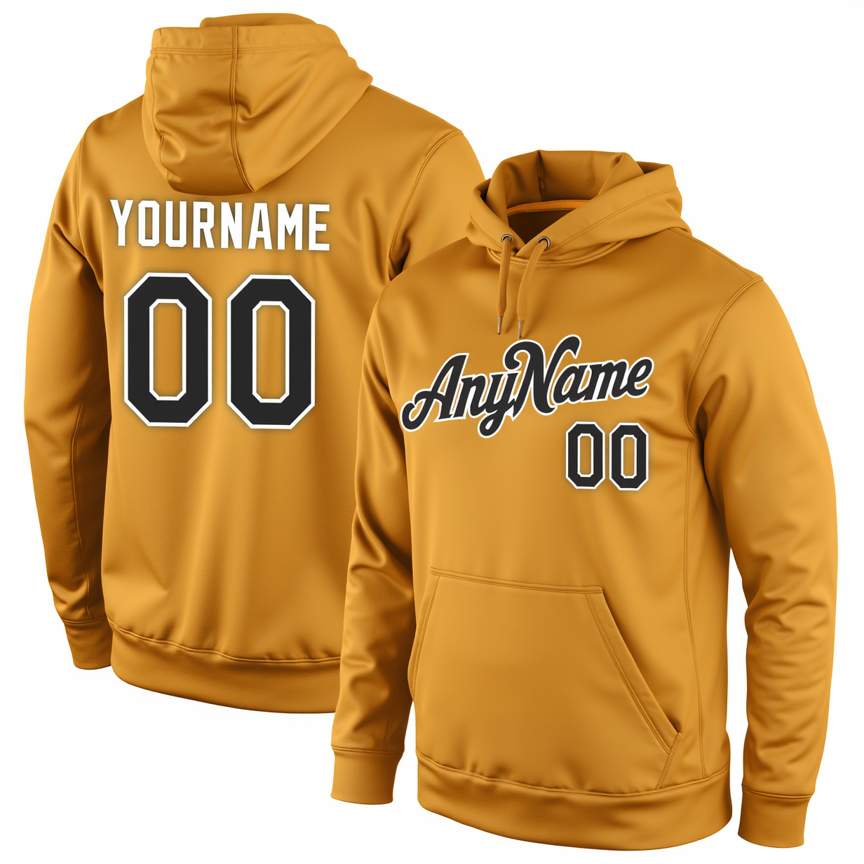Custom Yellow & Black/White Pullover Sports Sweatshirt Hoodie