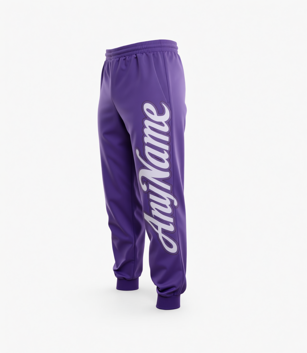 Custom Purple & White Fleece Jogger Sweatpants