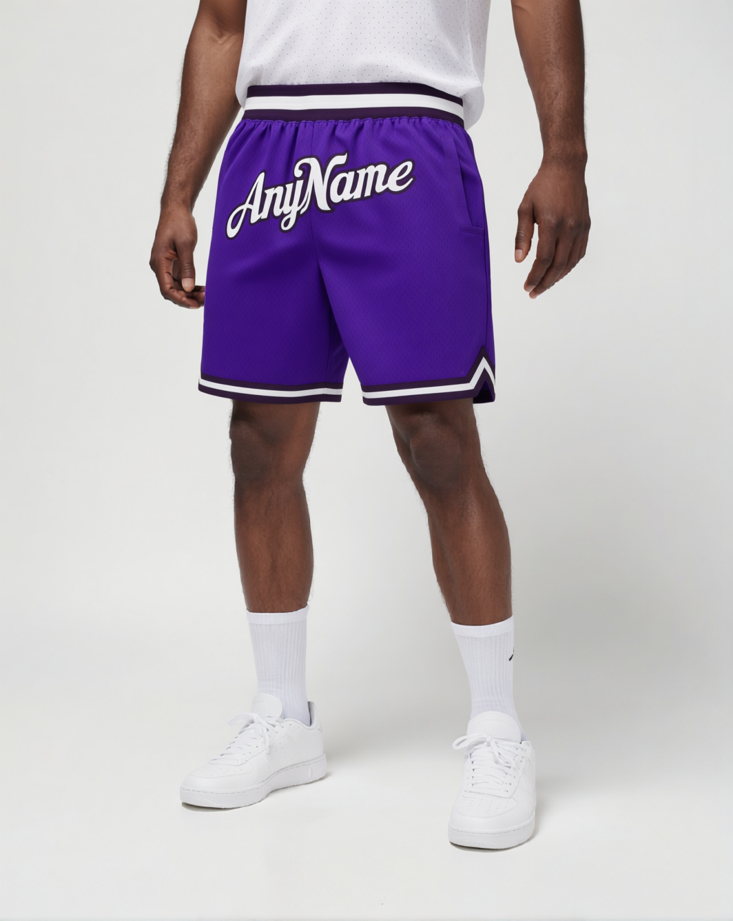 Custom Purple & White/Black Throwback Shorts