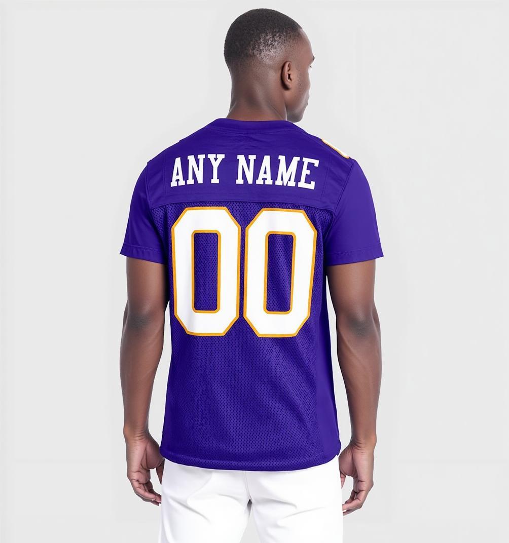 Custom Purple & White/Gold Football Jersey
