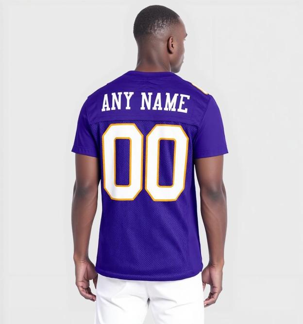 Custom Purple & White/Gold Football Jersey