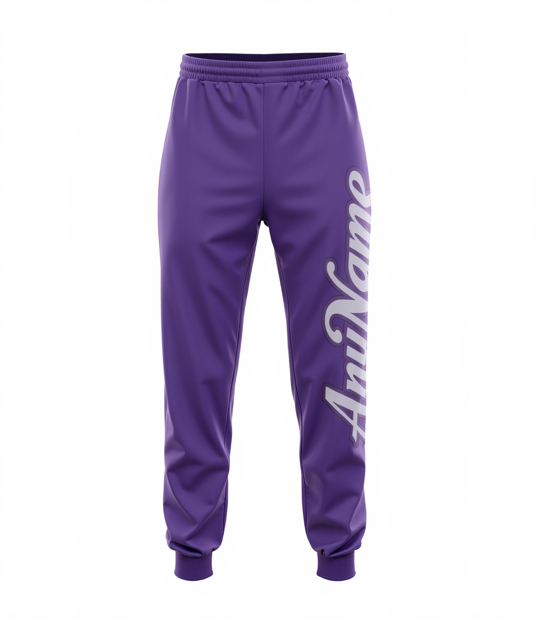 Custom Purple & White Fleece Jogger Sweatpants