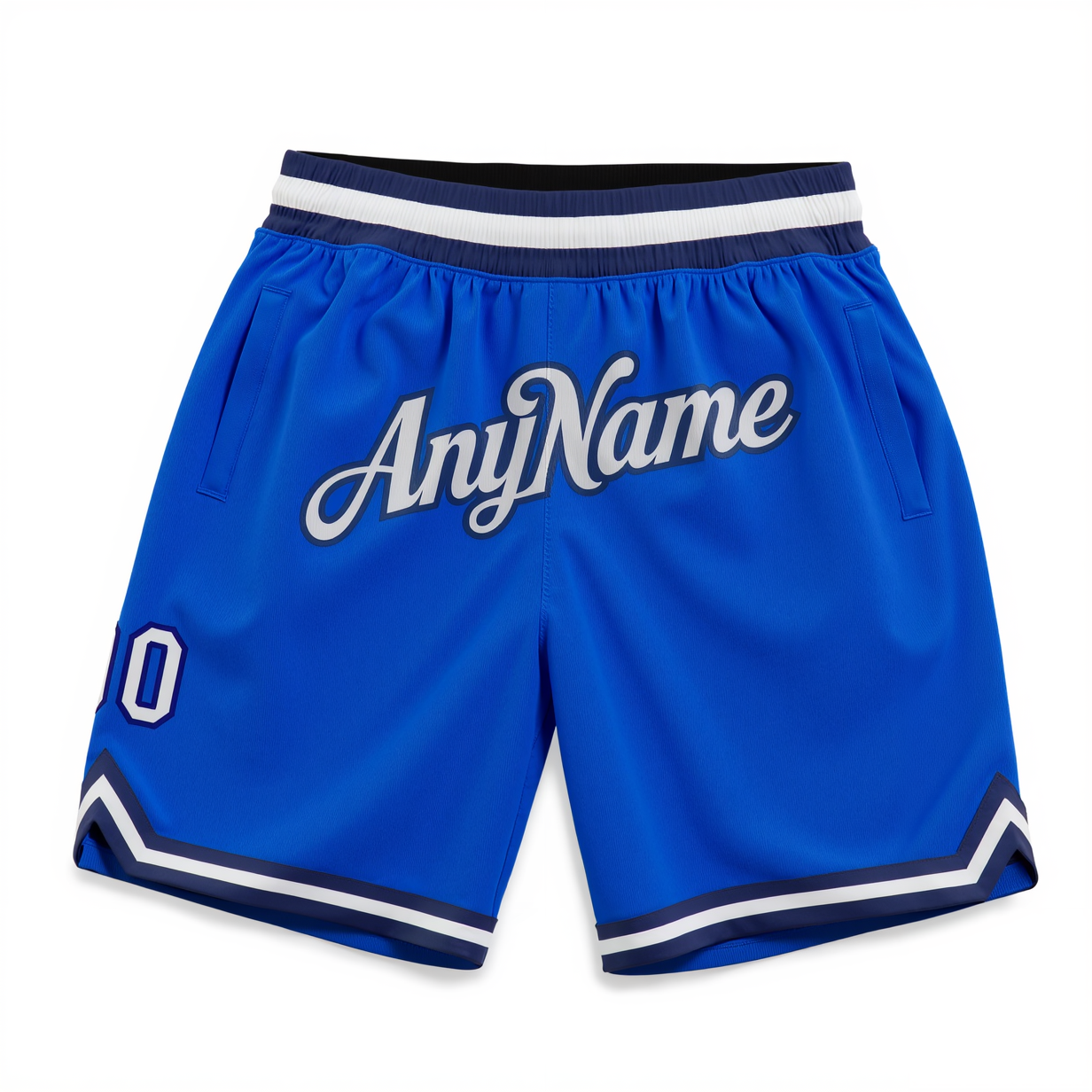 Custom Royal Blue & White/Navy Throwback Shorts